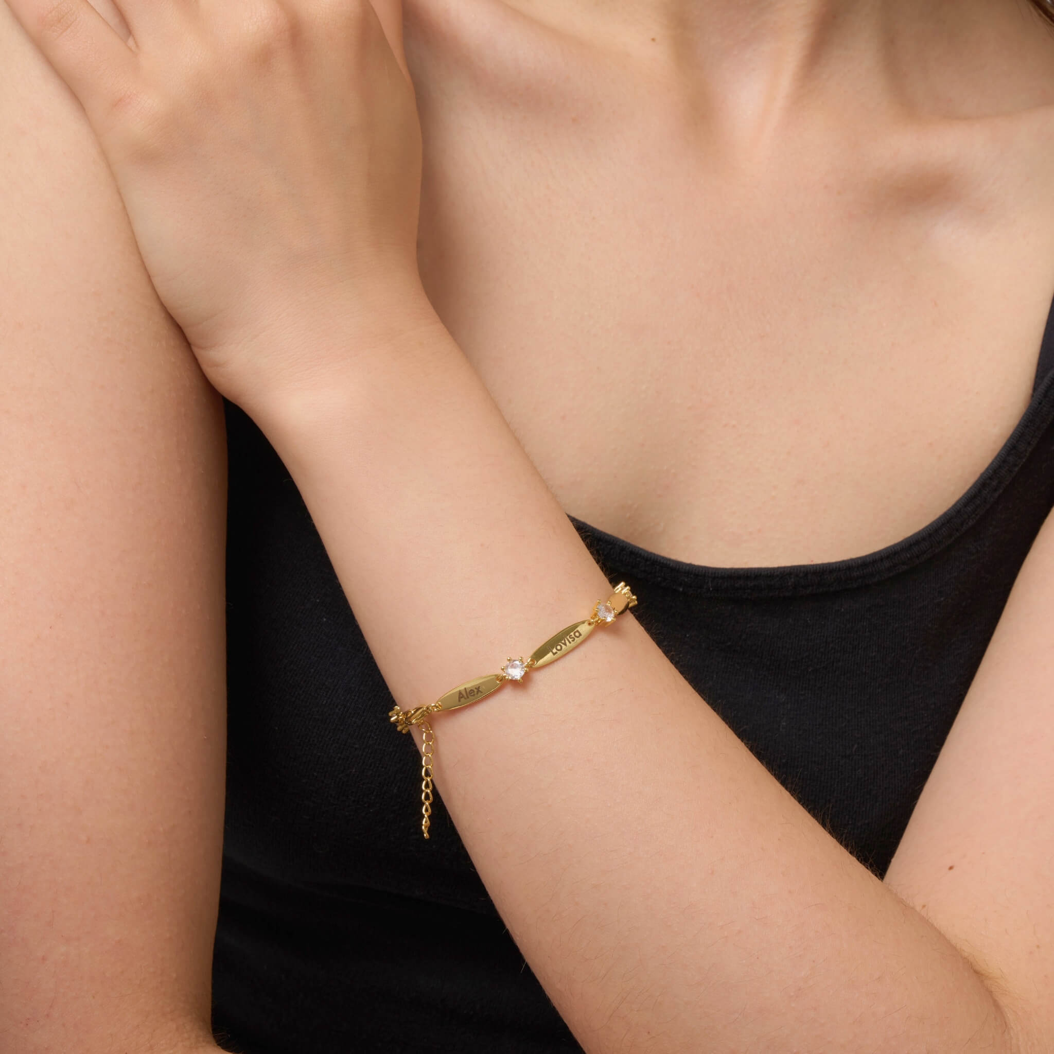 Personalisiertes Stab Armband mit Kristallen